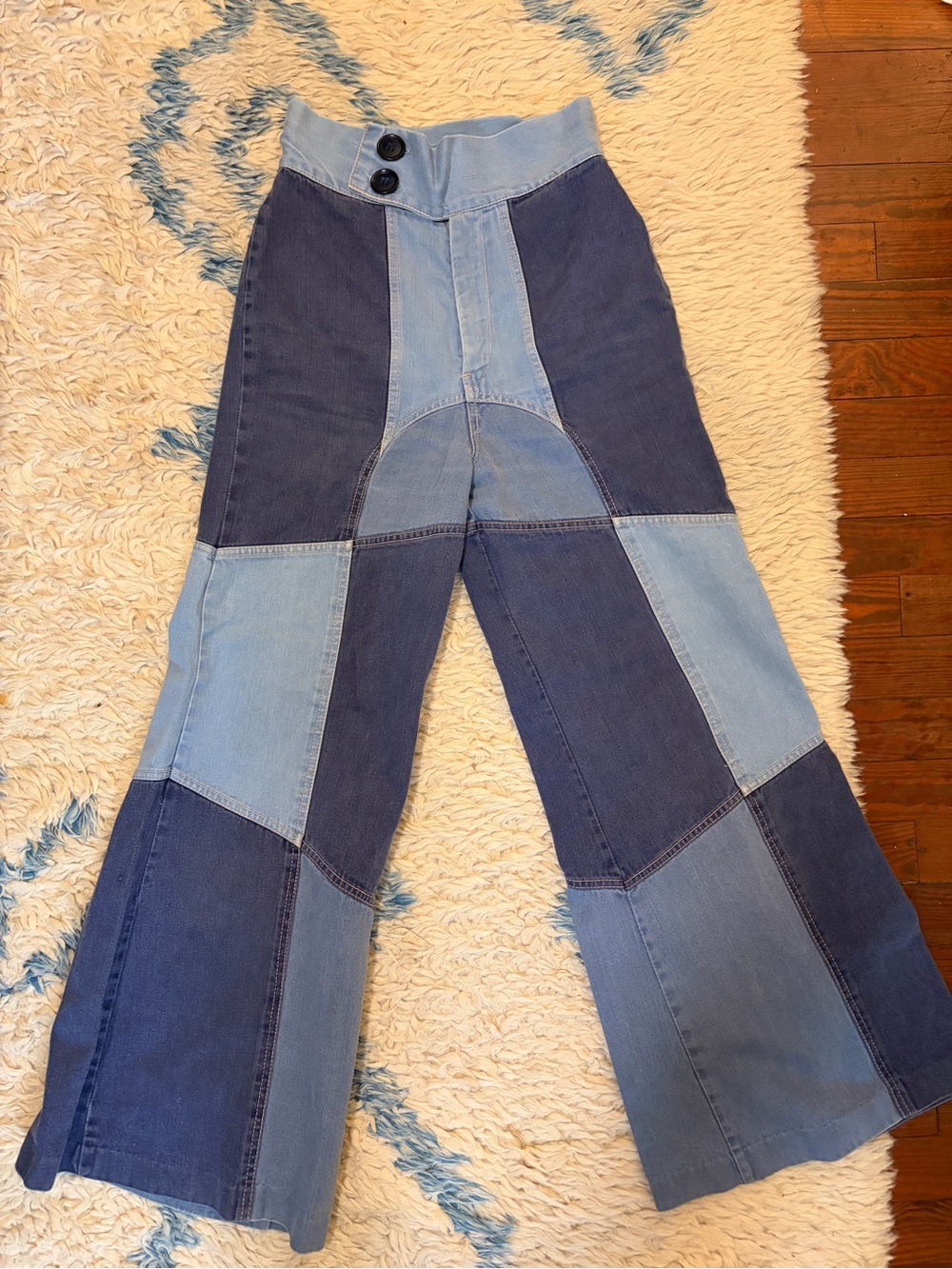Vintage 70s Kmart Jeans Patchwork Flare High Waist Wide Leg